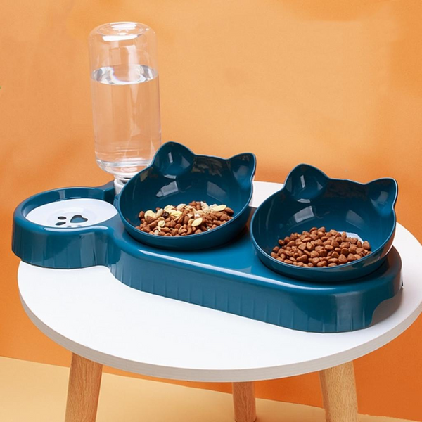 3-In-1 Double Bowl Elevated Cat Feeder