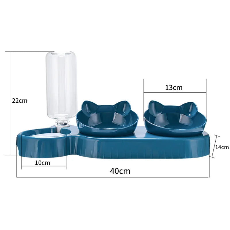 3-In-1 Double Bowl Elevated Cat Feeder