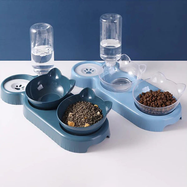 3-In-1 Double Bowl Elevated Cat Feeder