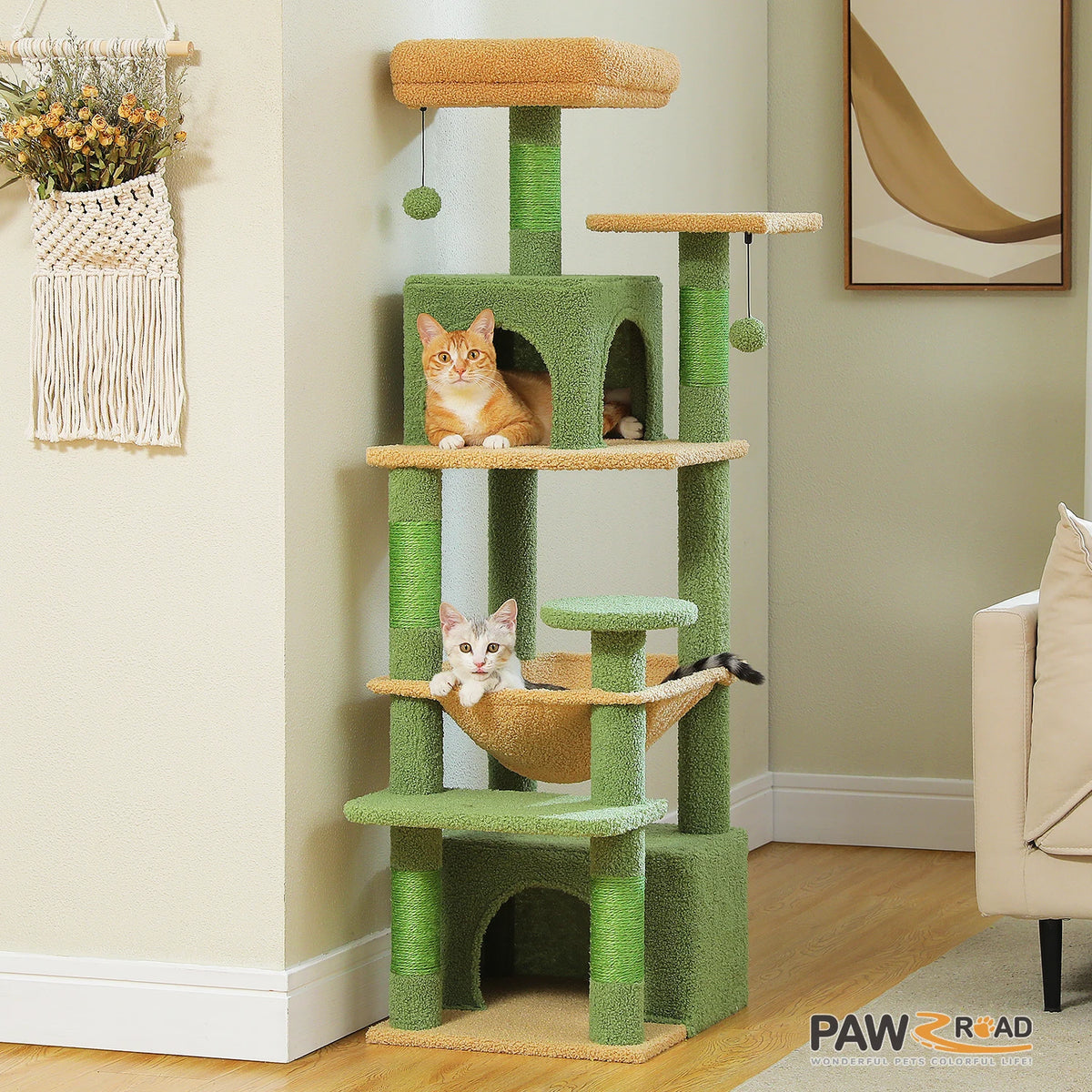 Cat Tree Tower with Modern Spacious Hammocks