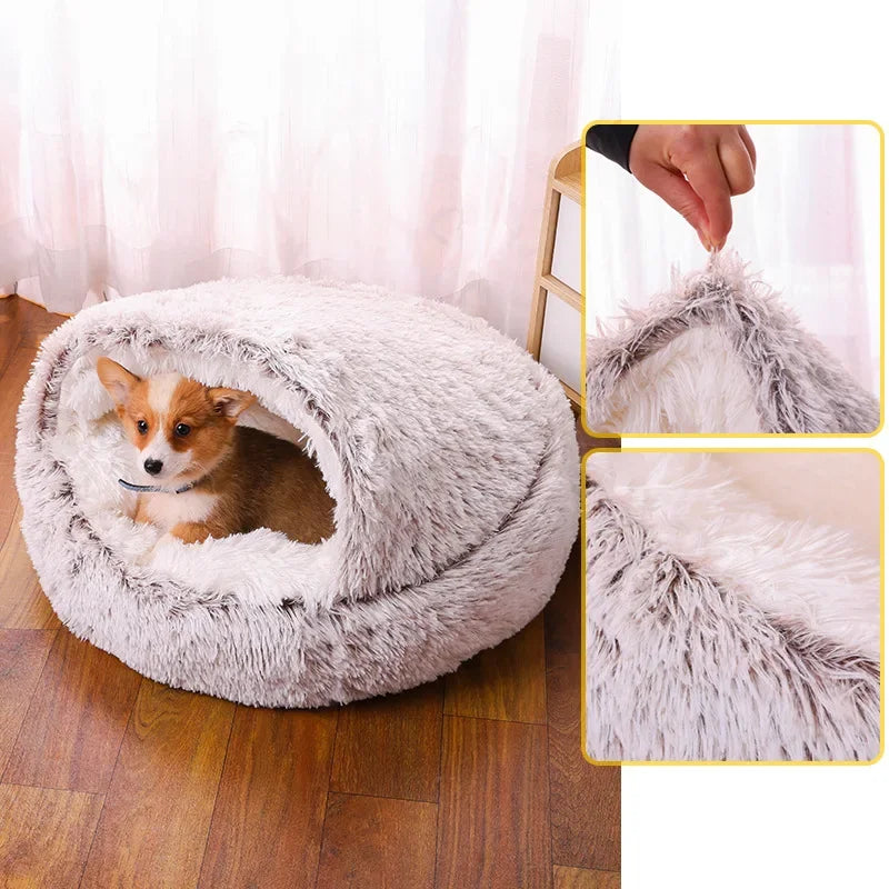 2-In-1 Plush Pet Bed with Blanket