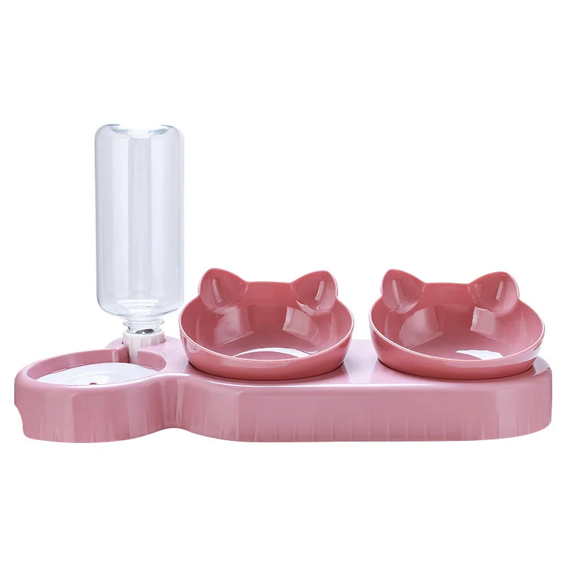 3-In-1 Double Bowl Elevated Cat Feeder