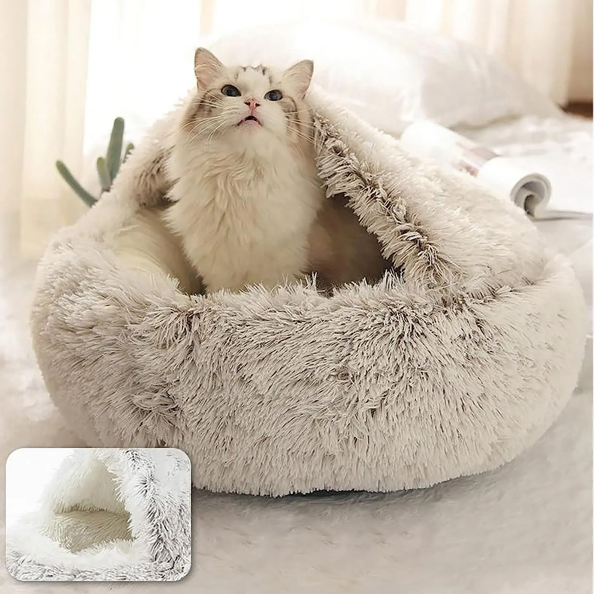 2-In-1 Plush Pet Bed with Blanket