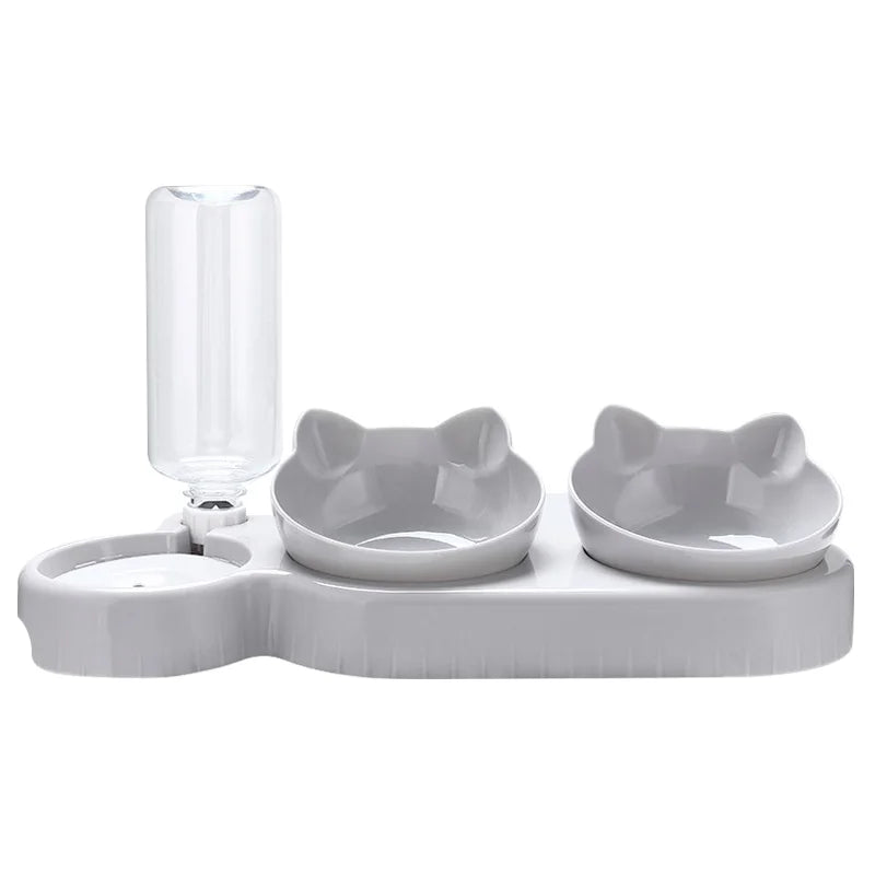 3-In-1 Double Bowl Elevated Cat Feeder